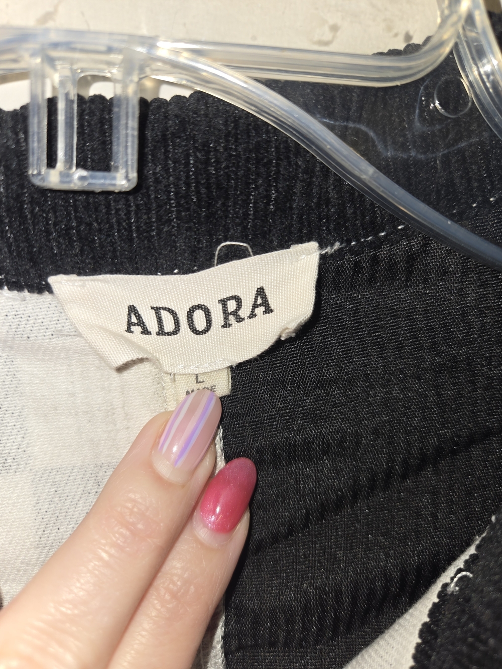 ADORA Checkerboard Colorblock Jean Jacket - Black, White & Light Blue Size Large - Picture 4 of 4